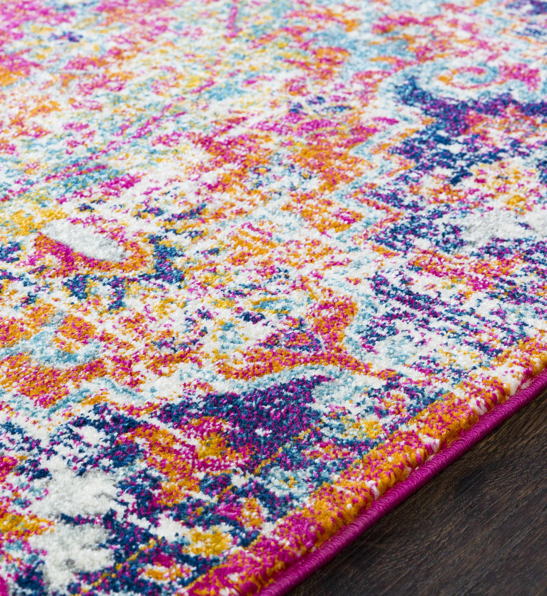 Shueyville Traditional Style Pink And Blue Area Rug