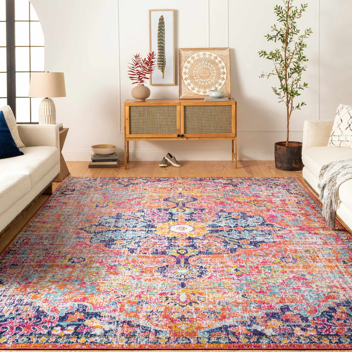 Shueyville Traditional Style Pink And Blue Area Rug