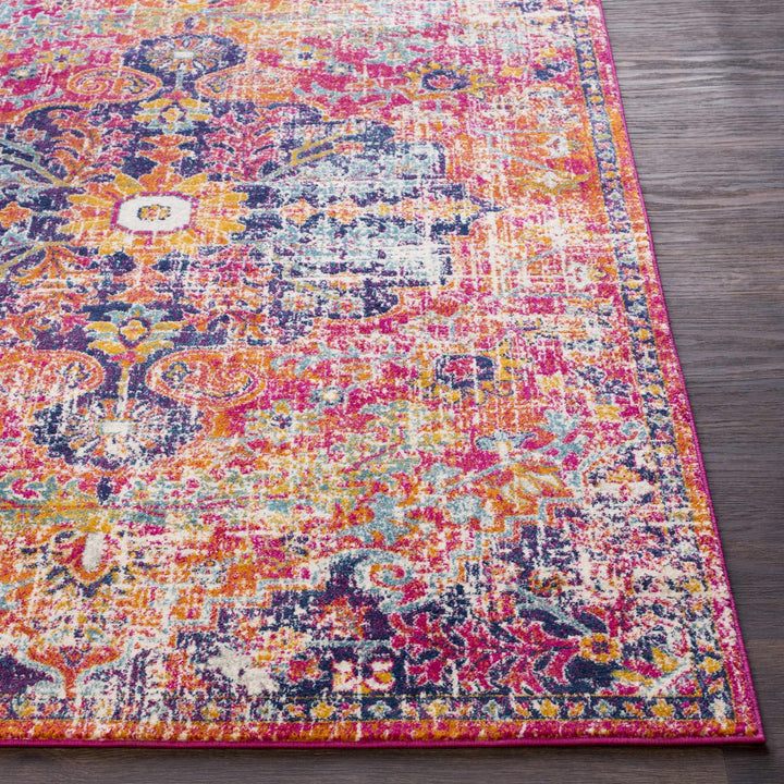 Shueyville Traditional Style Pink And Blue Area Rug - The Rug Decor
