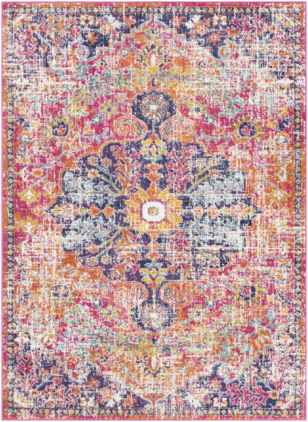 Shueyville Traditional Style Pink And Blue Area Rug - The Rug Decor