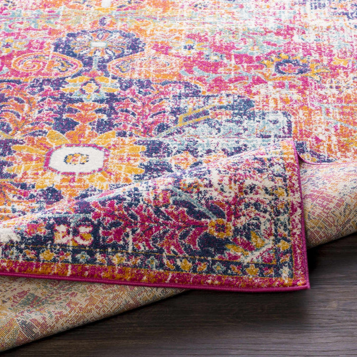 Shueyville Traditional Style Pink And Blue Area Rug - The Rug Decor