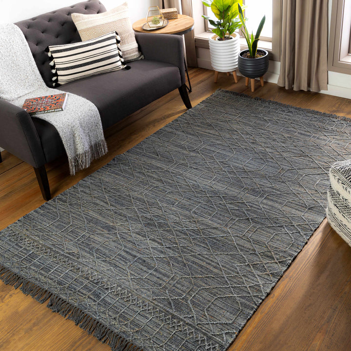 Shurdington Modern Geometrical Design Charcoal Hand Woven Area Rug