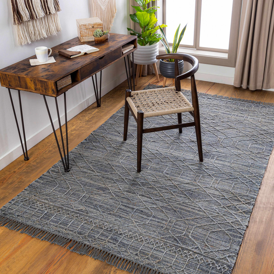 Shurdington Modern Geometrical Design Charcoal Hand Woven Area Rug