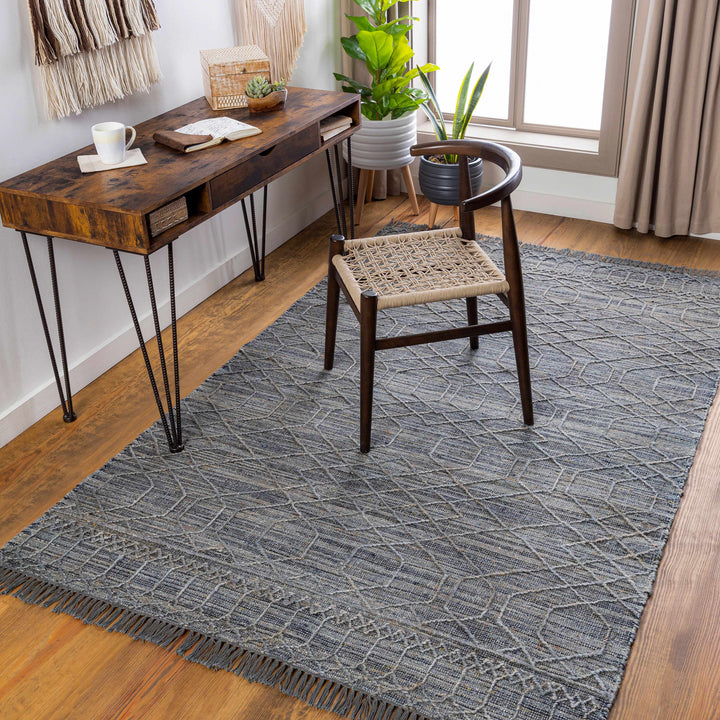 Shurdington Modern Geometrical Design Charcoal Hand Woven Area Rug