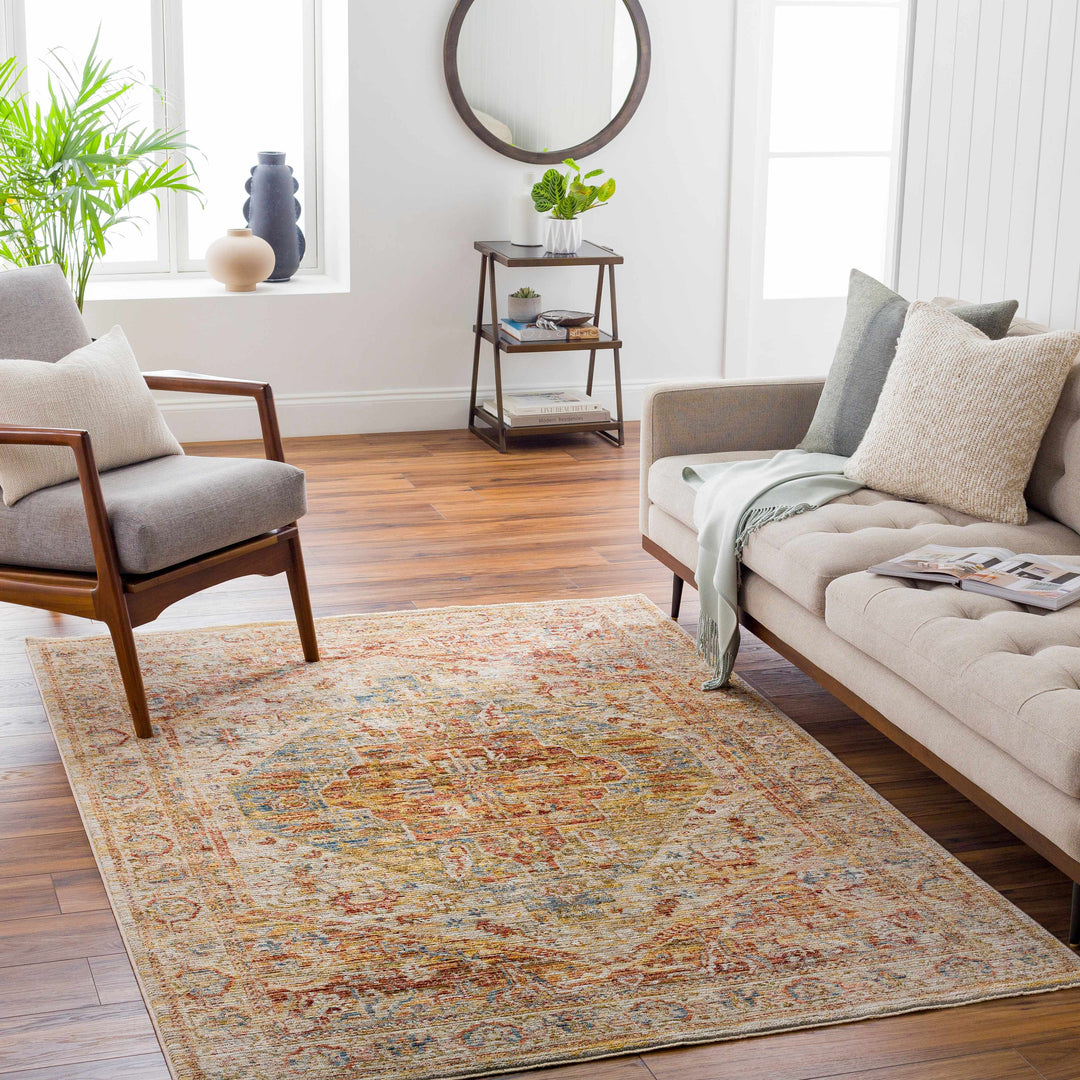 Alois Traditional Style Rust And Tan Area Rug