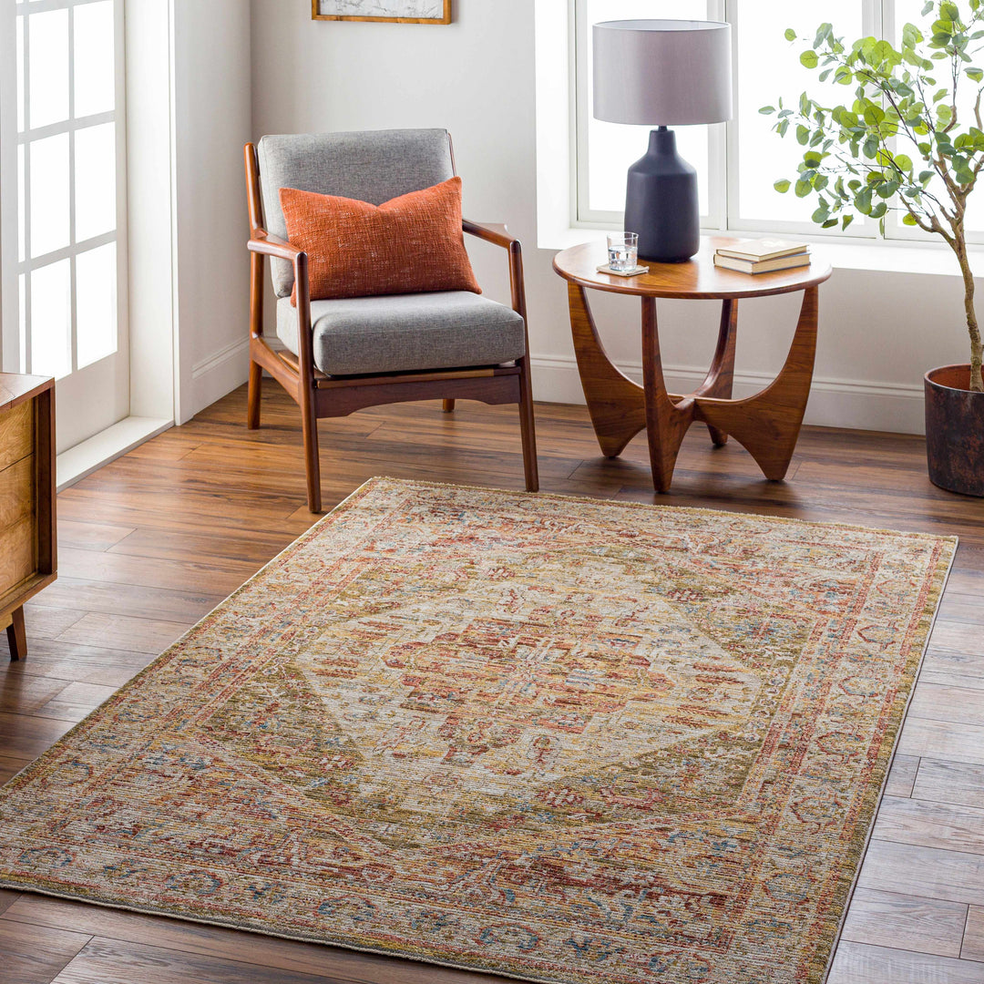 Alois Rust And Beige Traditional Style Area Rug