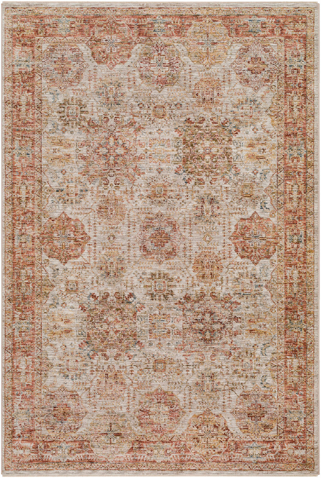 Ange Rust And Beige Traditional Style Area Rug