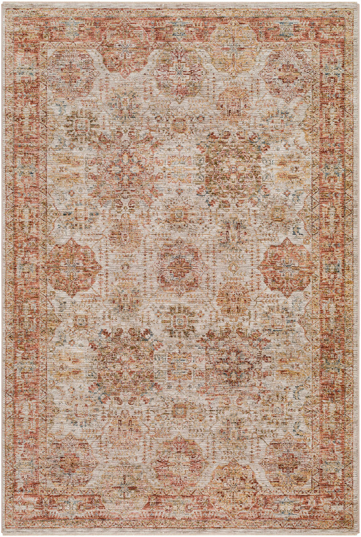 Ange Rust And Beige Traditional Style Area Rug