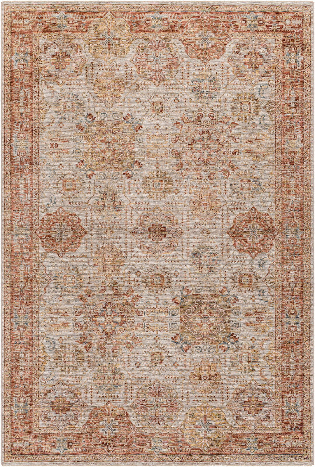 Ange Rust And Beige Traditional Style Area Rug