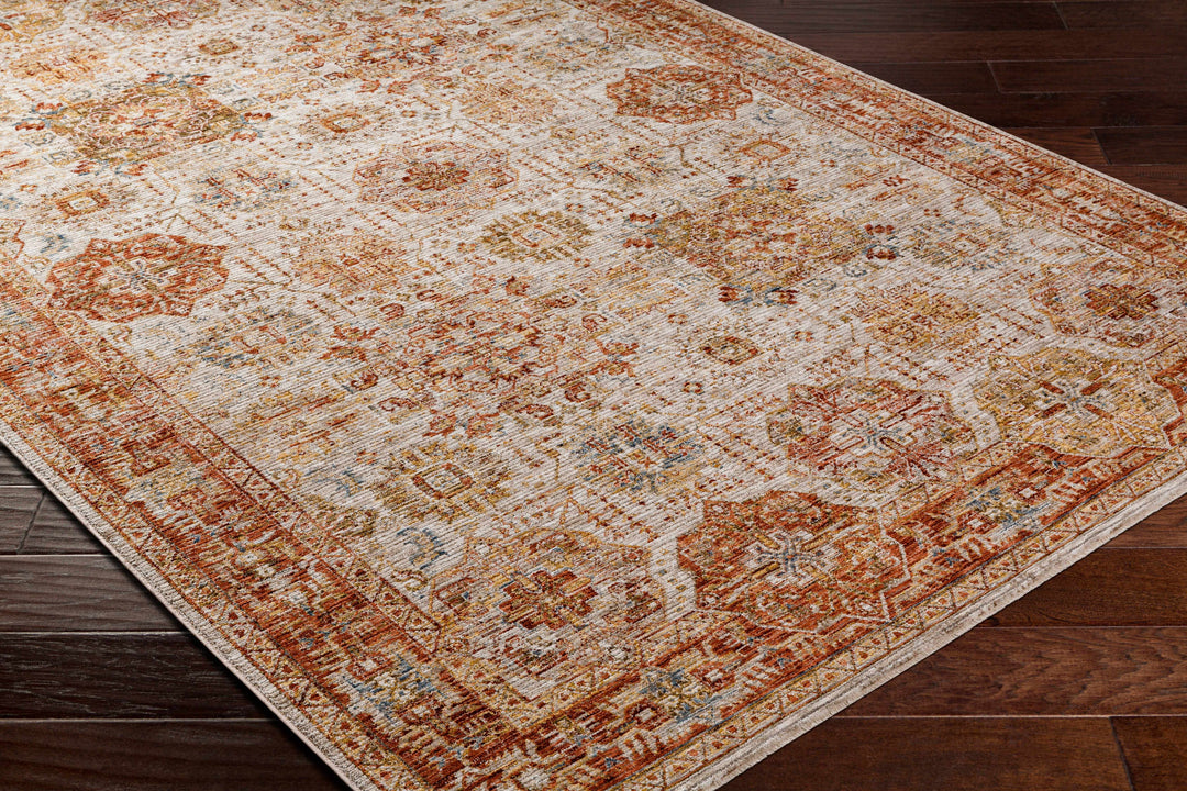 Ange Rust And Beige Traditional Style Area Rug