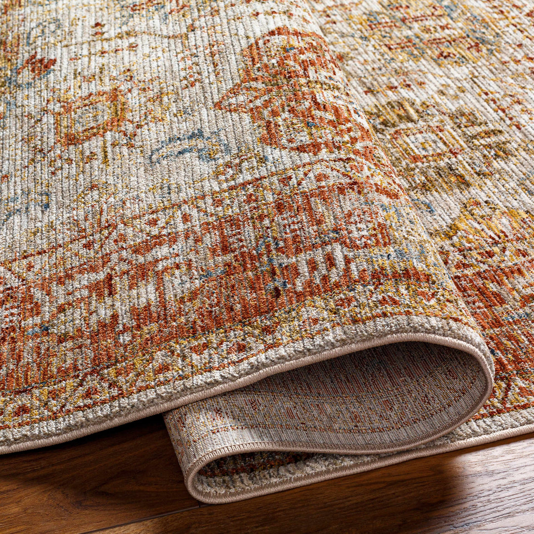 Ange Rust And Beige Traditional Style Area Rug