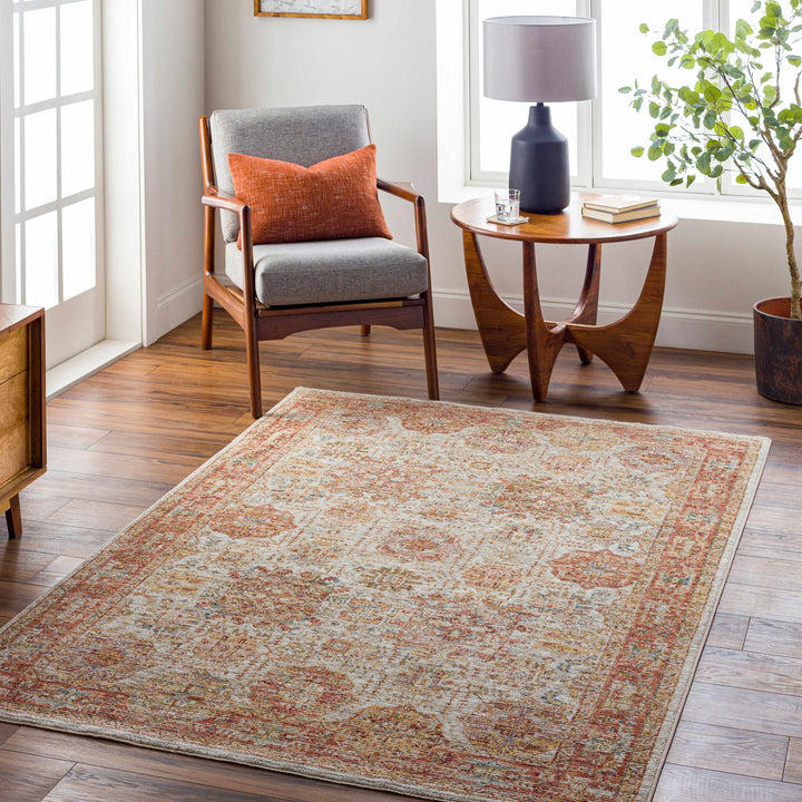 Ange Rust And Beige Traditional Style Area Rug