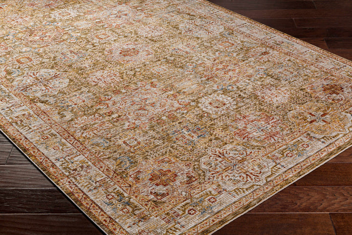 Ange Traditional Medallion Design Olive And Rust Area Rug