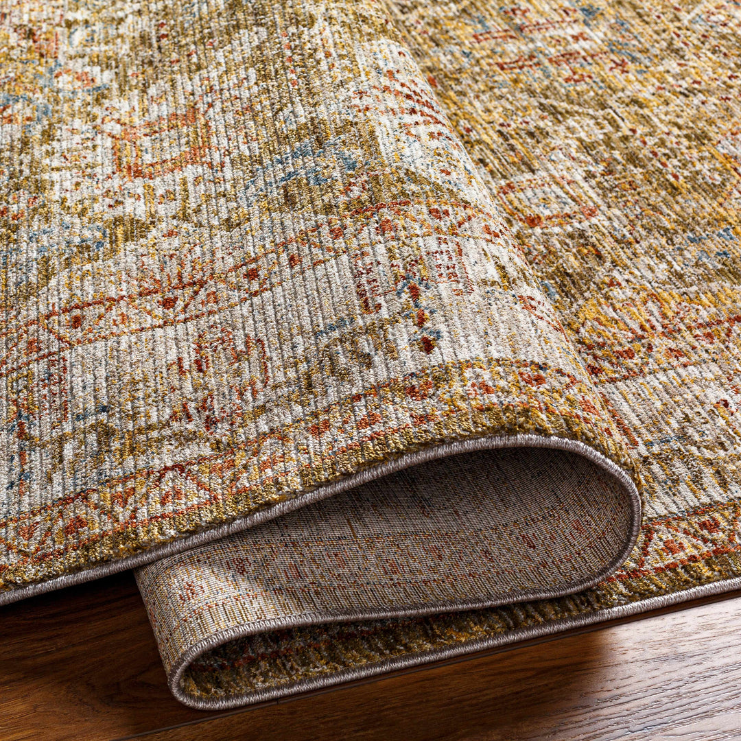 Ange Traditional Medallion Design Olive And Rust Area Rug