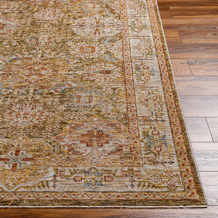 Ange Traditional Medallion Design Olive And Rust Area Rug