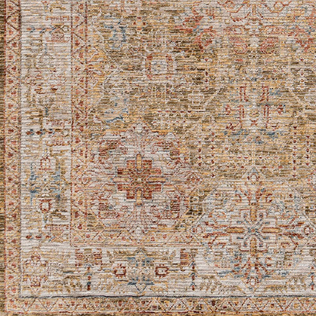 Ange Traditional Medallion Design Olive And Rust Area Rug