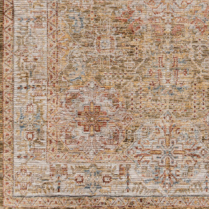 Ange Traditional Medallion Design Olive And Rust Area Rug