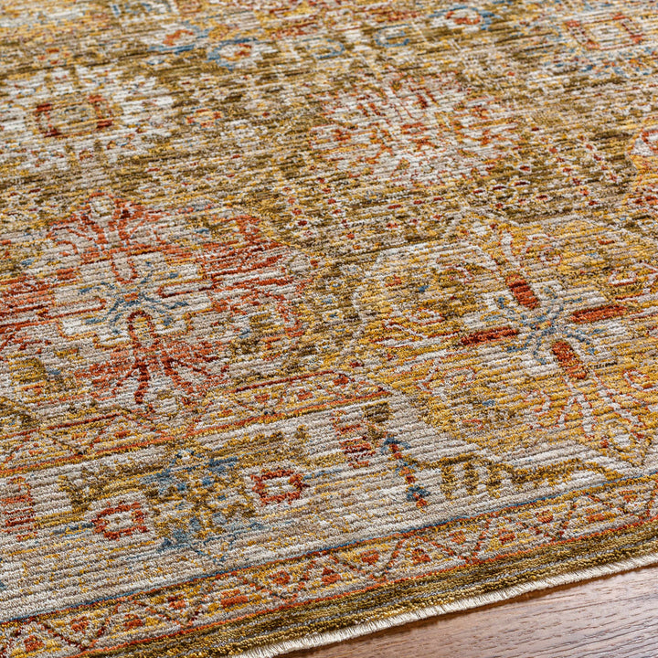Ange Traditional Medallion Design Olive And Rust Area Rug