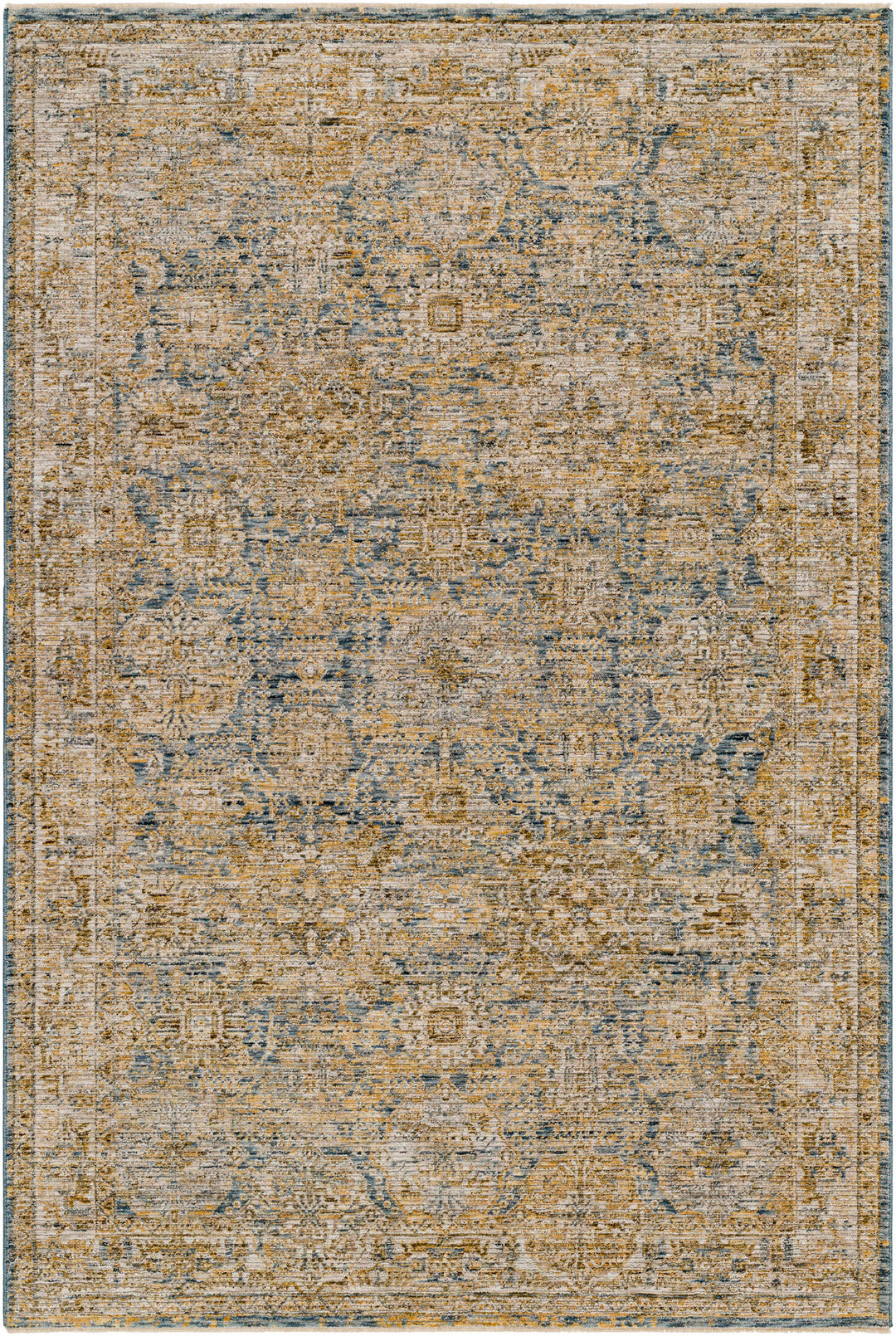 Ange Traditional Style Brown And Blue Area Rug