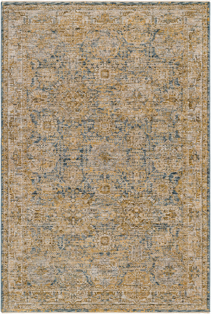Ange Traditional Style Brown And Blue Area Rug