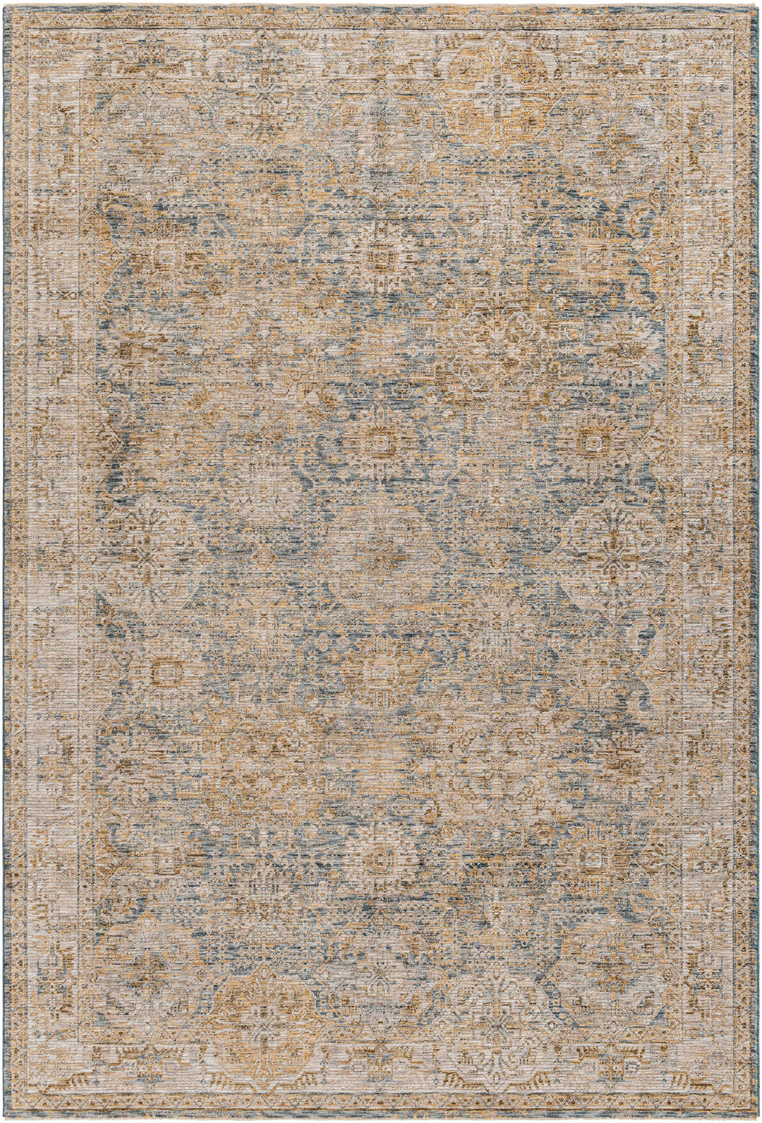 Ange Traditional Style Brown And Blue Area Rug
