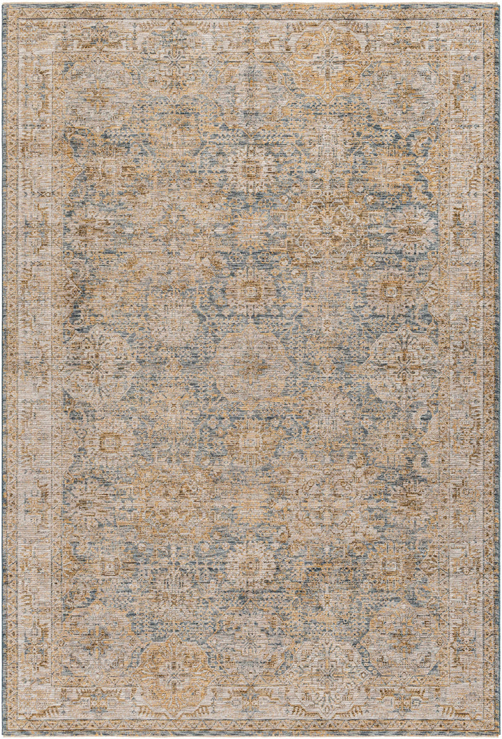 Ange Traditional Style Brown And Blue Area Rug