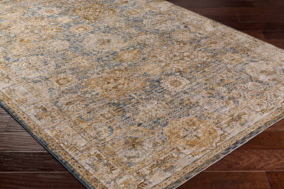 Ange Traditional Style Brown And Blue Area Rug