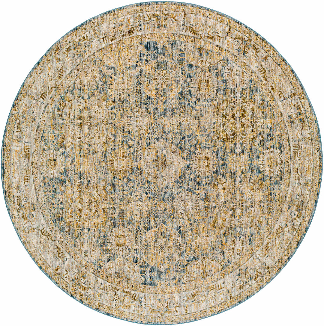 Ange Traditional Style Brown And Blue Area Rug