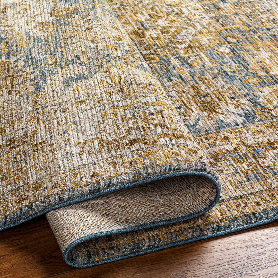 Ange Traditional Style Brown And Blue Area Rug