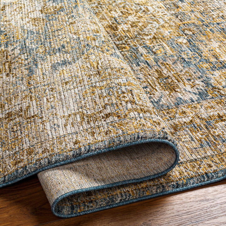 Ange Traditional Style Brown And Blue Area Rug