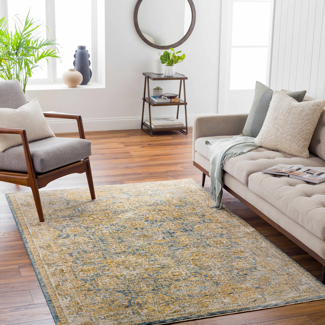 Ange Traditional Style Brown And Blue Area Rug