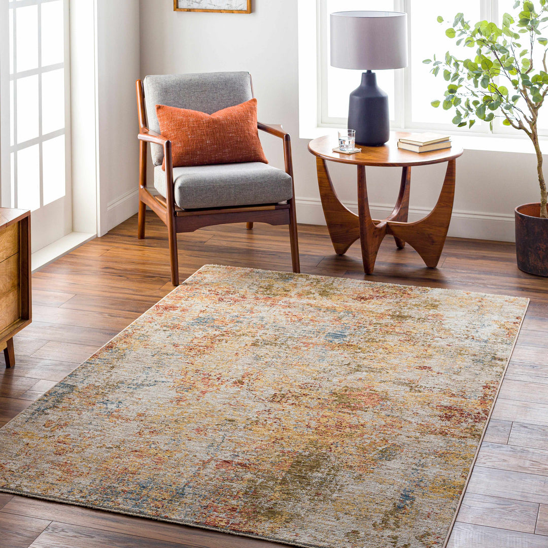 Bice Contemporary Abstract Design Rust And Beige Area Rug