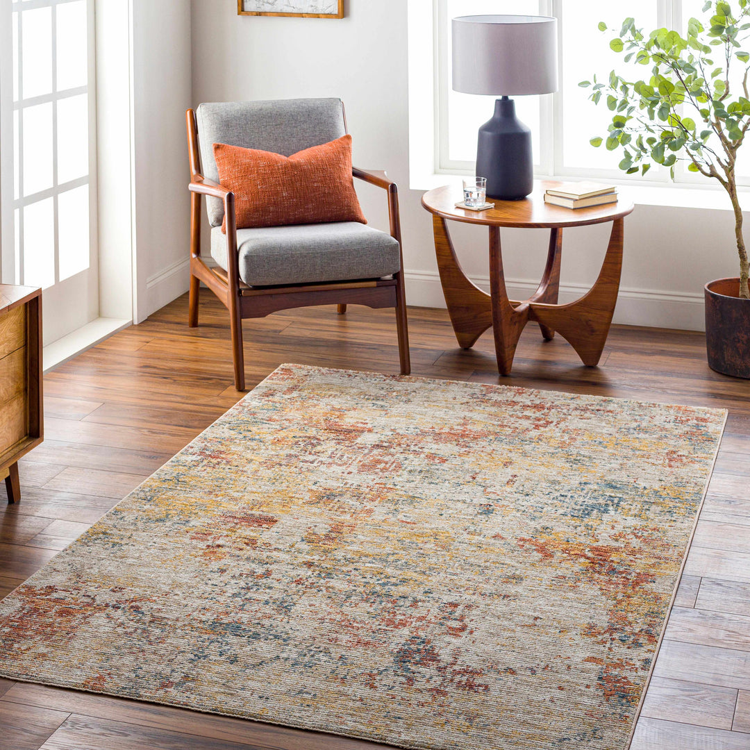Chas Tan And Rust Contemporary Abstract Design Area Rug