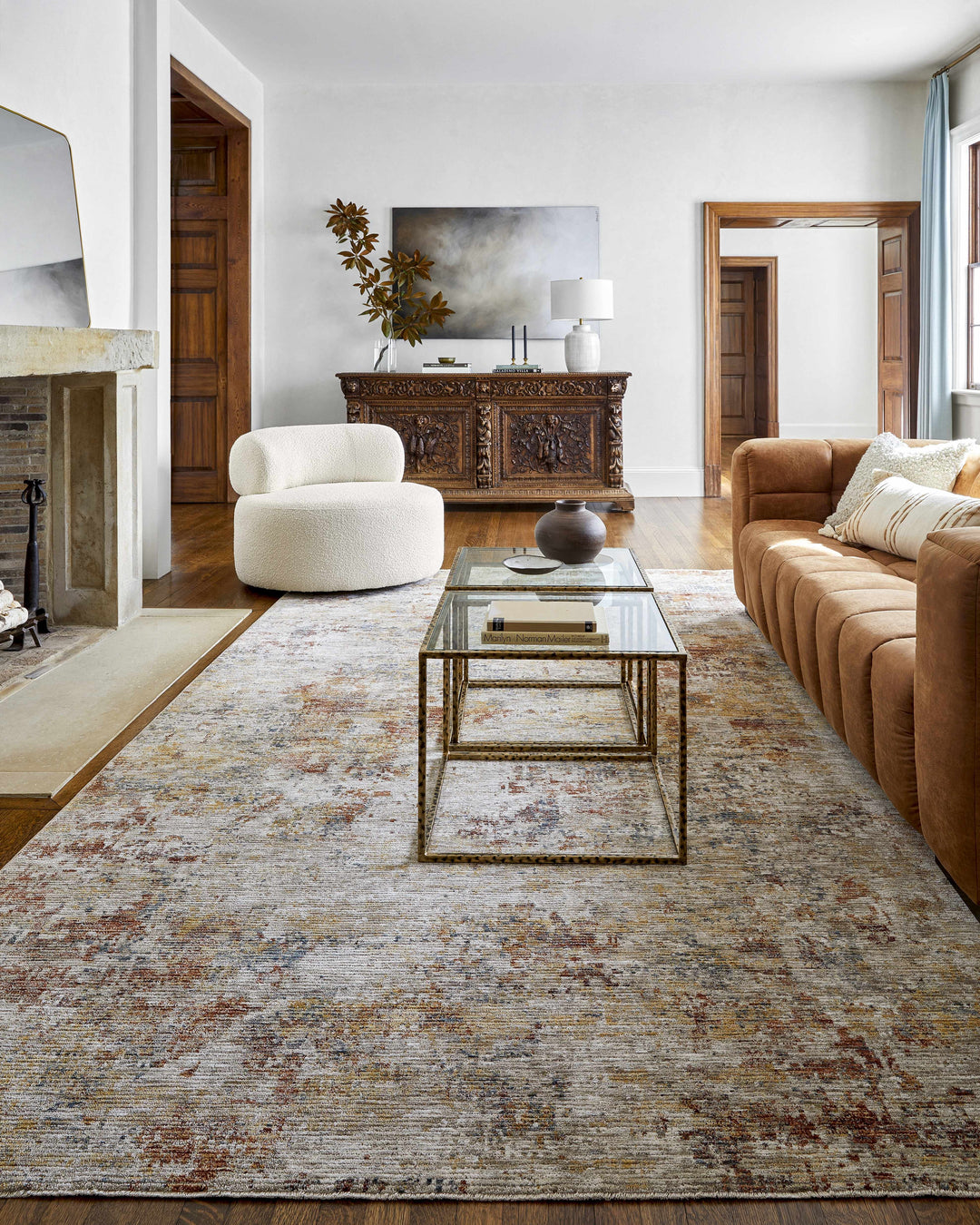 Chas Tan And Rust Contemporary Abstract Design Area Rug