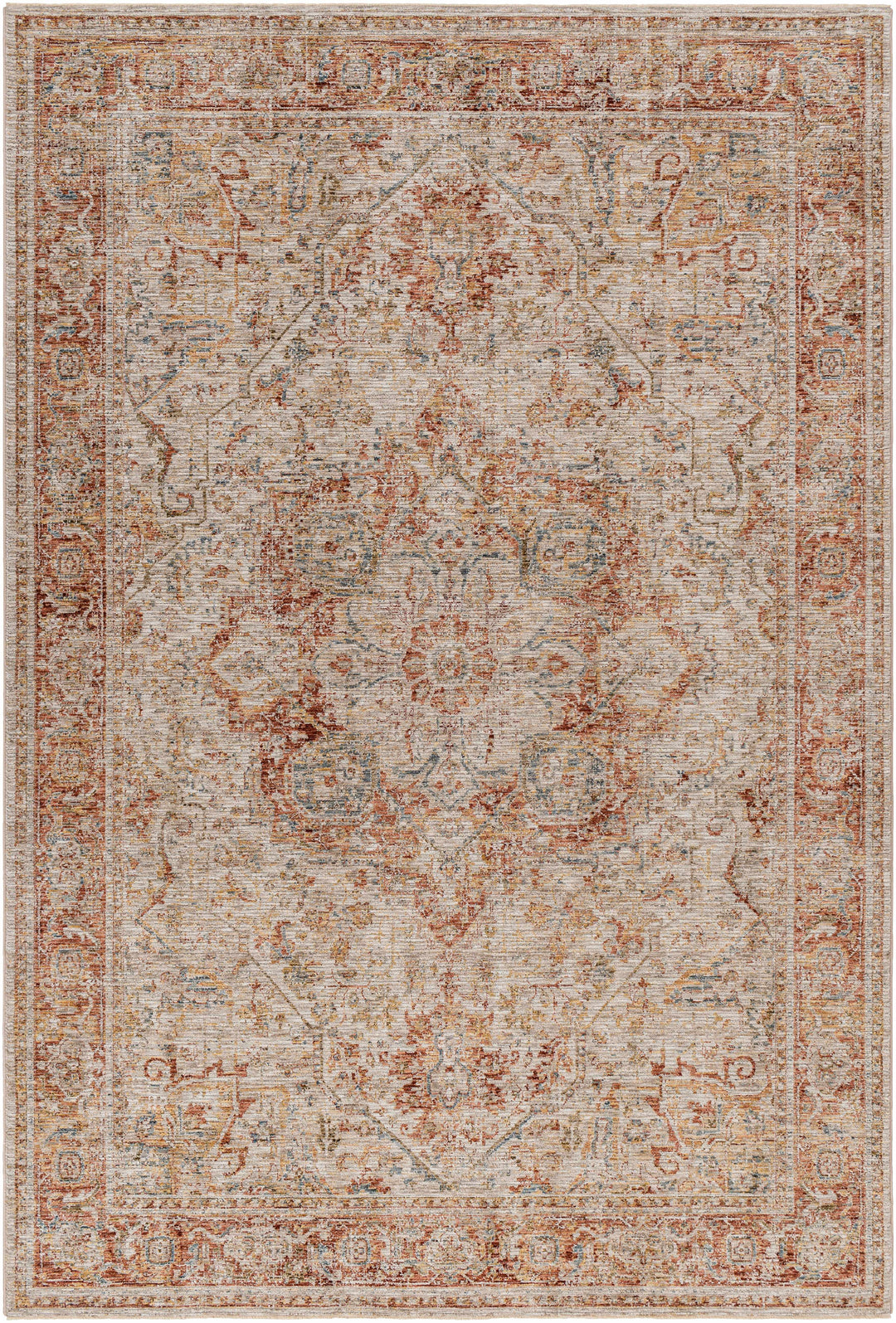 Cress Traditional Medallion Rust And Beige Area Rug