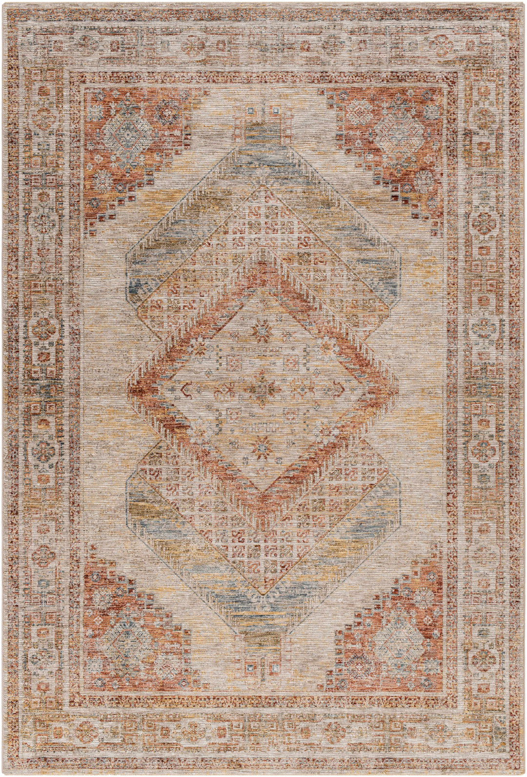Moya Traditional Style Beige And Rust Area Rug