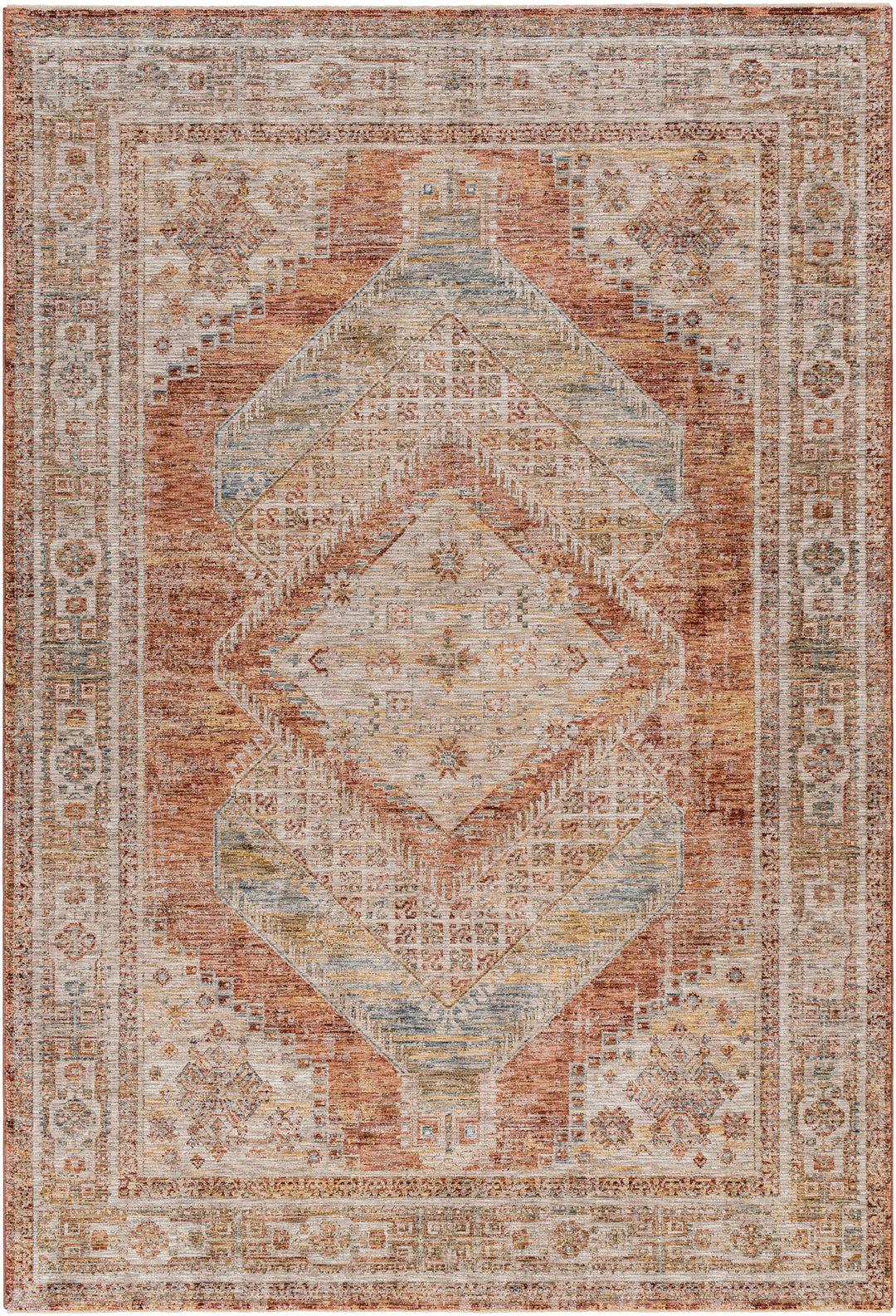 Moya Beige And Rust Traditional Medallion Design Rug