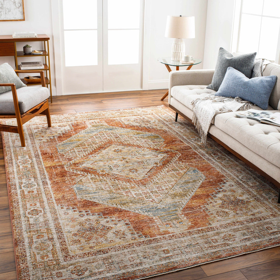 Moya Beige And Rust Traditional Medallion Design Rug