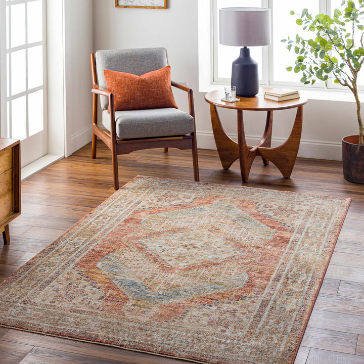 Moya Beige And Rust Traditional Medallion Design Rug