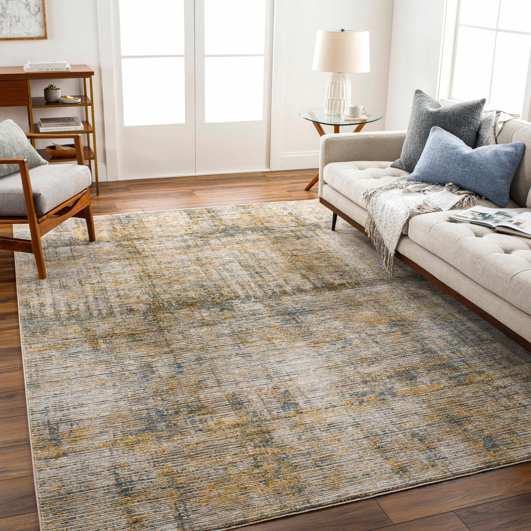 Osma Modern Abstract Design Mustard And Beige Area Rug