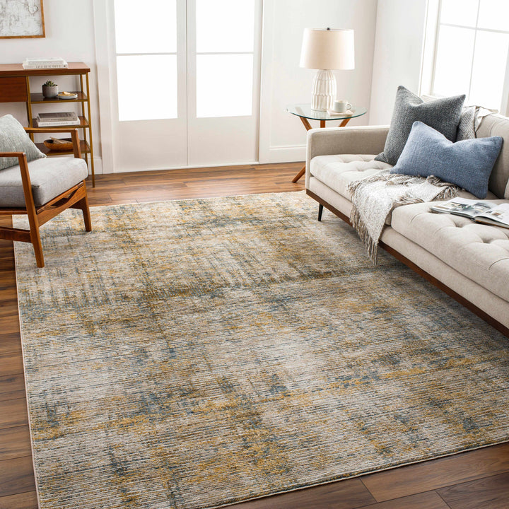 Osma Modern Abstract Design Mustard And Beige Area Rug