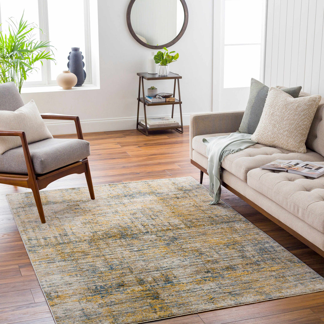 Osma Modern Abstract Design Mustard And Beige Area Rug