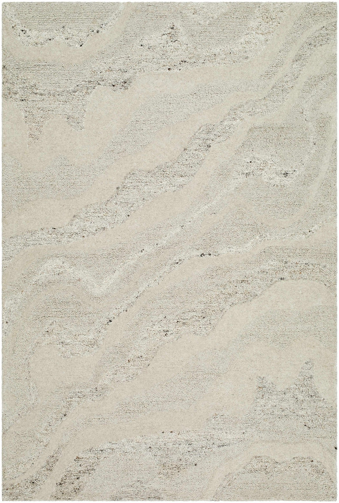 Siani Modern Abstract Cream And Gray Wool Area Rug - The Rug Decor