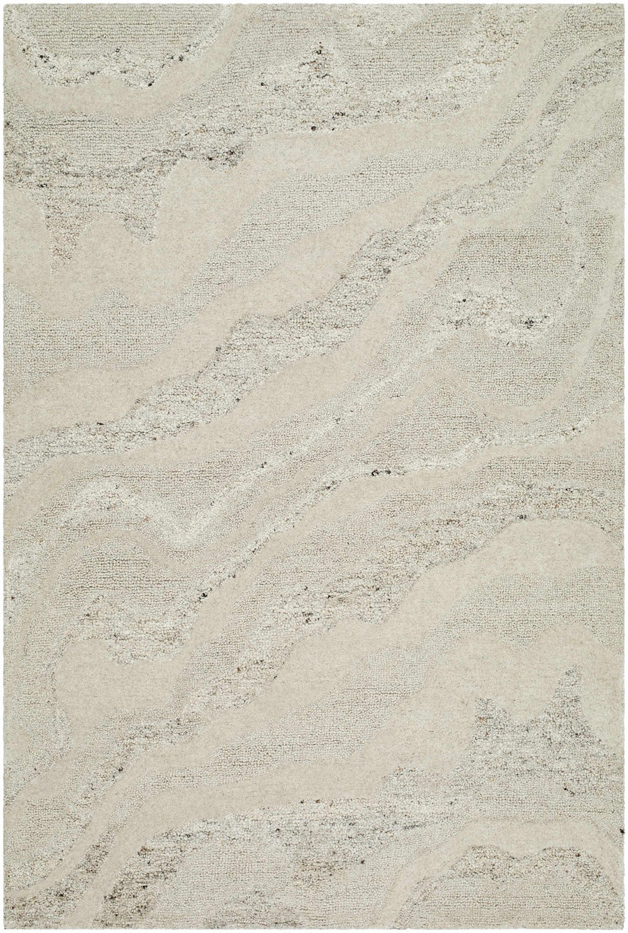Siani Modern Abstract Cream And Gray Wool Area Rug - The Rug Decor