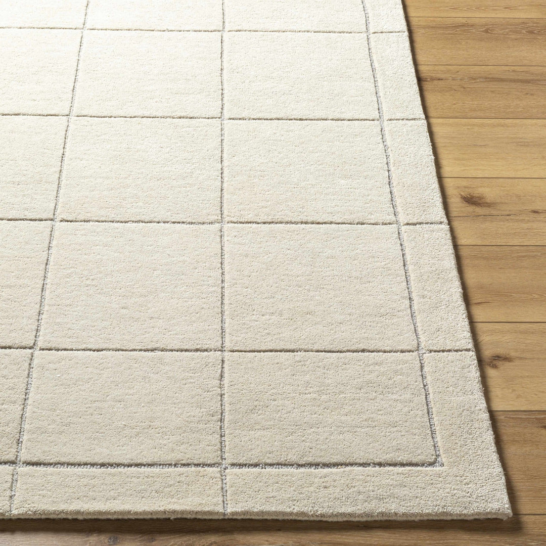 Siarl Beige Contemporary Checkered Pattern Hand Tufted Wool Rug - The Rug Decor