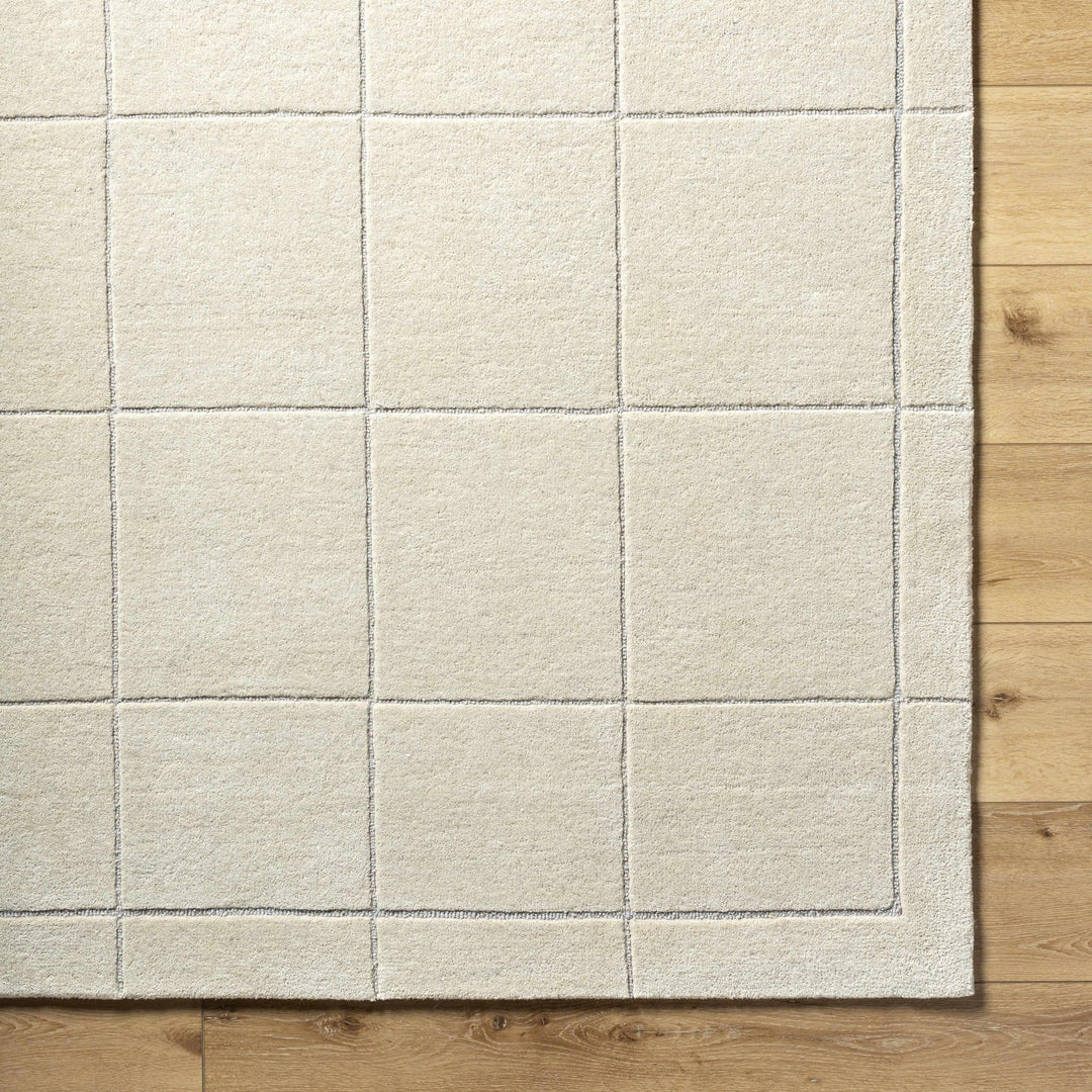 Siarl Beige Contemporary Checkered Pattern Hand Tufted Wool Rug - The Rug Decor