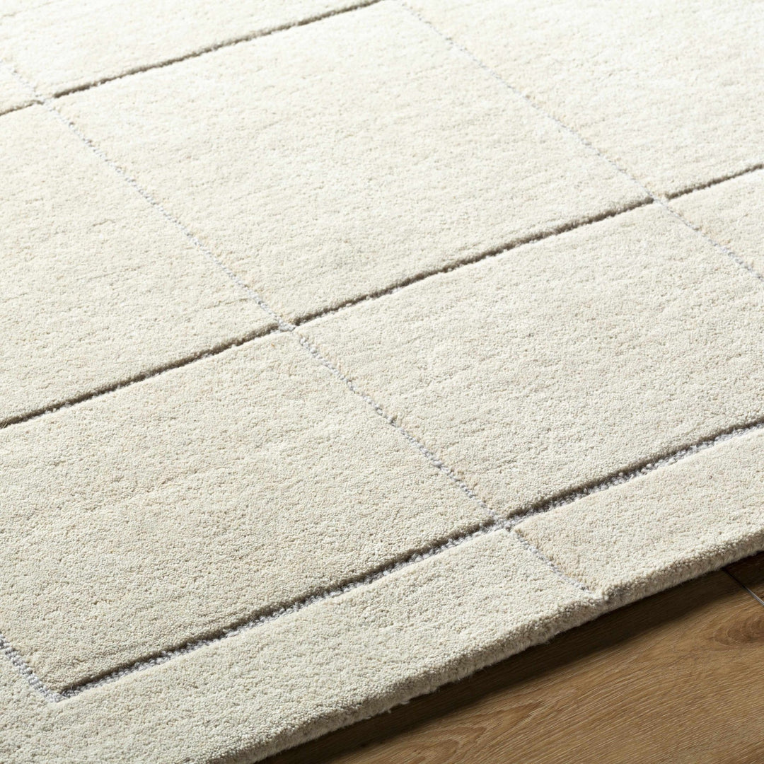 Siarl Beige Contemporary Checkered Pattern Hand Tufted Wool Rug - The Rug Decor