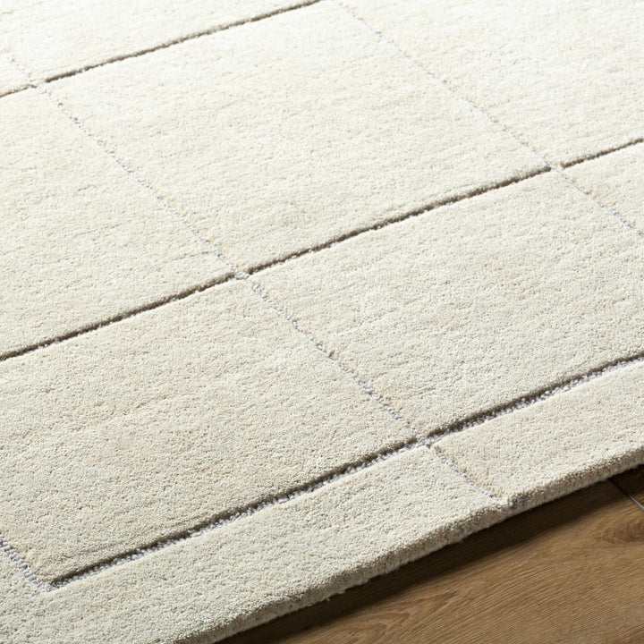 Siarl Beige Contemporary Checkered Pattern Hand Tufted Wool Rug - The Rug Decor