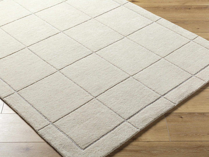 Siarl Beige Contemporary Checkered Pattern Hand Tufted Wool Rug - The Rug Decor