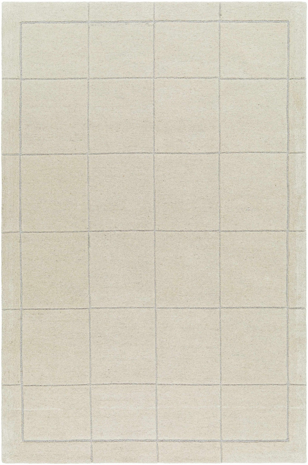 Siarl Beige Contemporary Checkered Pattern Hand Tufted Wool Rug - The Rug Decor